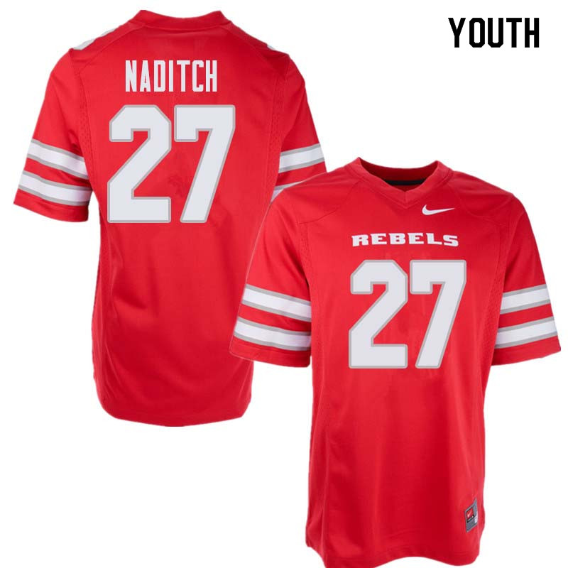 Youth UNLV Rebels #27 Dorian Naditch College Football Jerseys Sale-Red - Click Image to Close